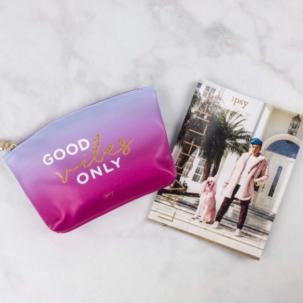 Ipsy Ombré GOOD VIBES ONLY Cosmetic  Glam Bag